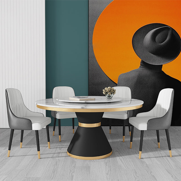 Black and White Dining Table Traditional Luxury Stone and Metal Dining Room Collection