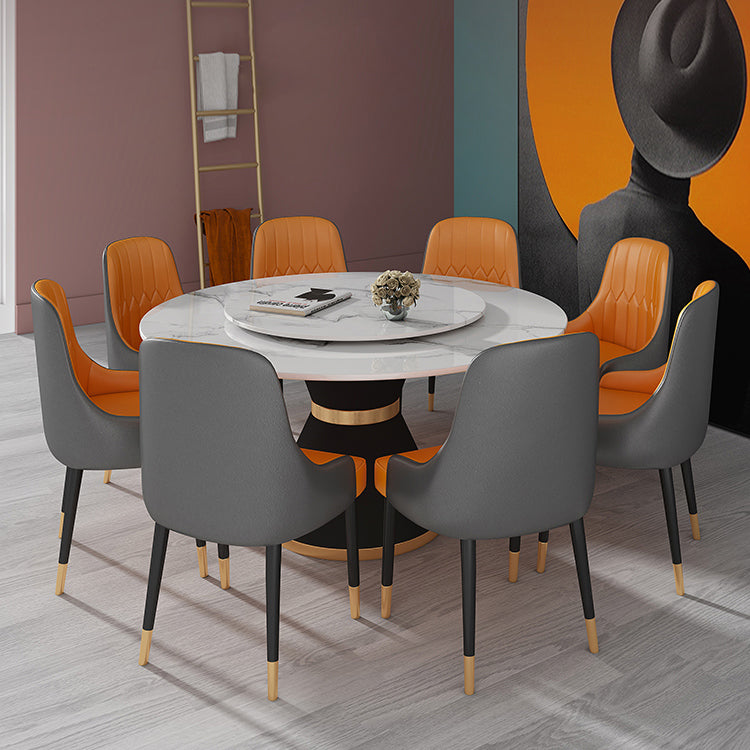 Black and White Dining Table Traditional Luxury Stone and Metal Dining Room Collection