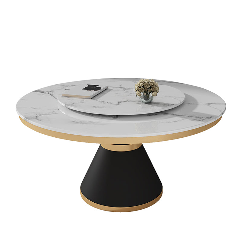 Black and White Dining Table Traditional Luxury Stone and Metal Dining Room Collection