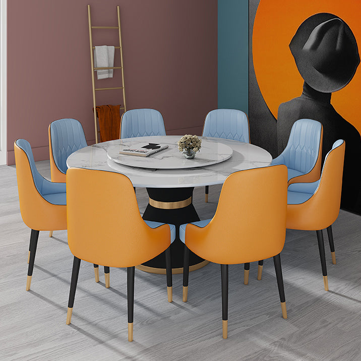 Black and White Dining Table Traditional Luxury Stone and Metal Dining Room Collection