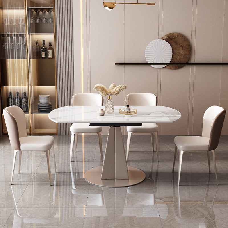 Modern Style Metal Dining Table Sintered Stone Top Table for Dining Room