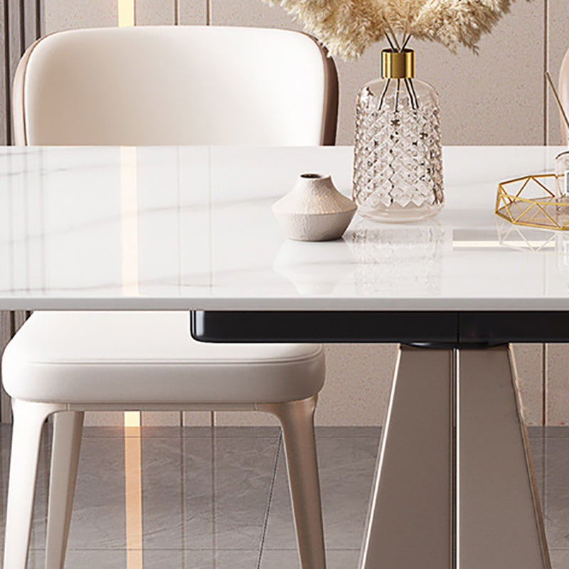 Modern Style Metal Dining Table Sintered Stone Top Table for Dining Room