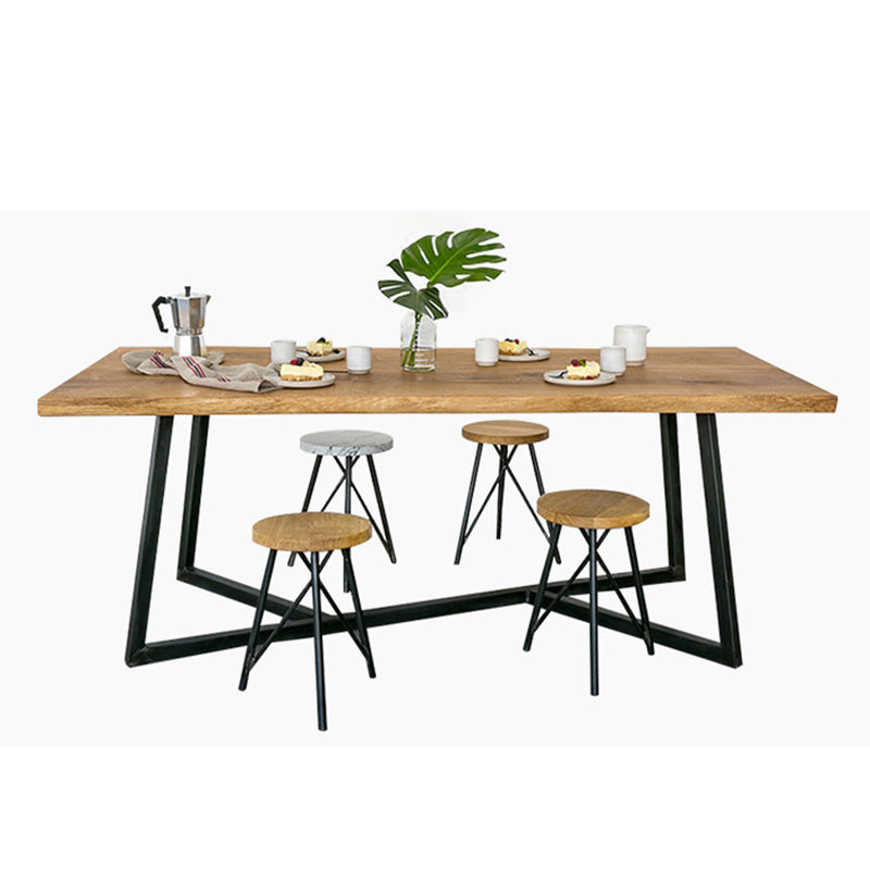 Industrial Solid Wood Table for Restaurant Rectangle Dining Table with Trestle Base