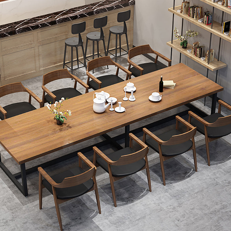 Industrial Solid Wood Table for Restaurant Dining Table with Trestle Base