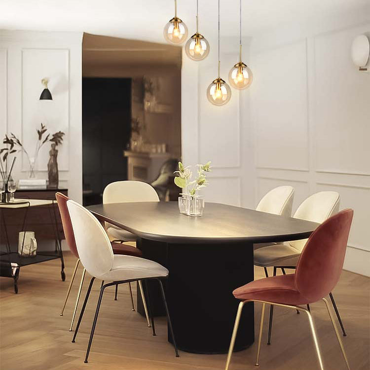 Solid Wood Contemporary Oval Table Black Wood Top Table with Double Pedestal