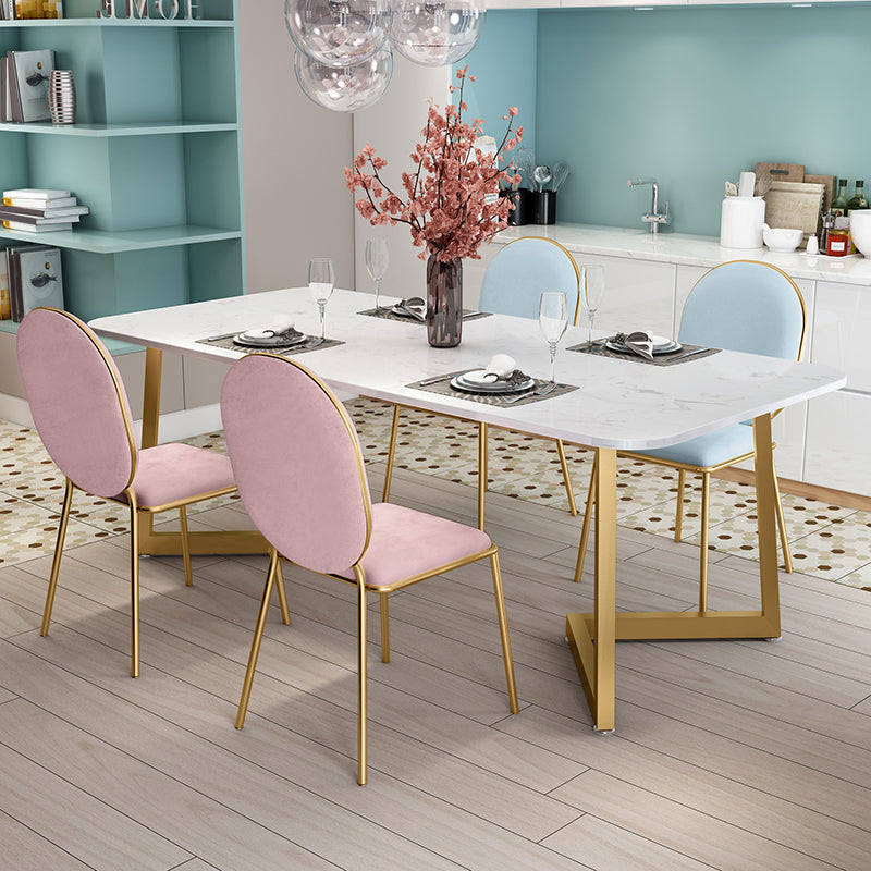 Rectangle Stone Dining Table Traditional Luxury Dinette Table for Home