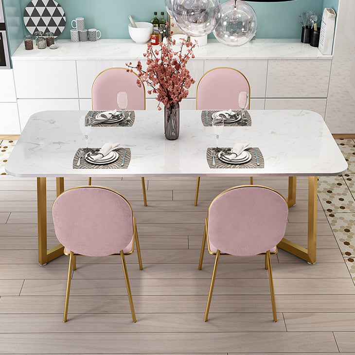 Rectangle Stone Dining Table Traditional Luxury Dinette Table for Home