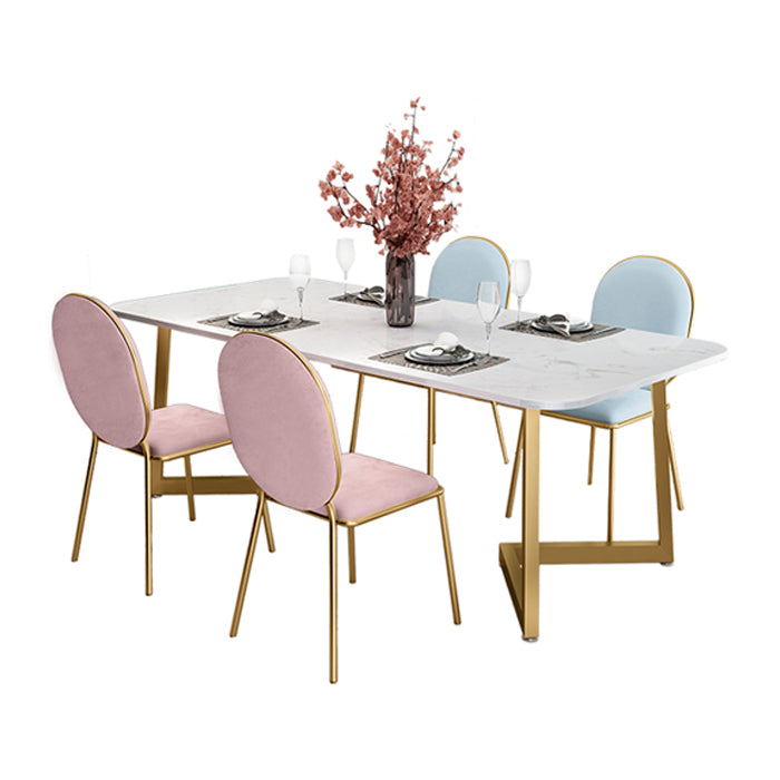 Rectangle Stone Dining Table Traditional Luxury Dinette Table for Home