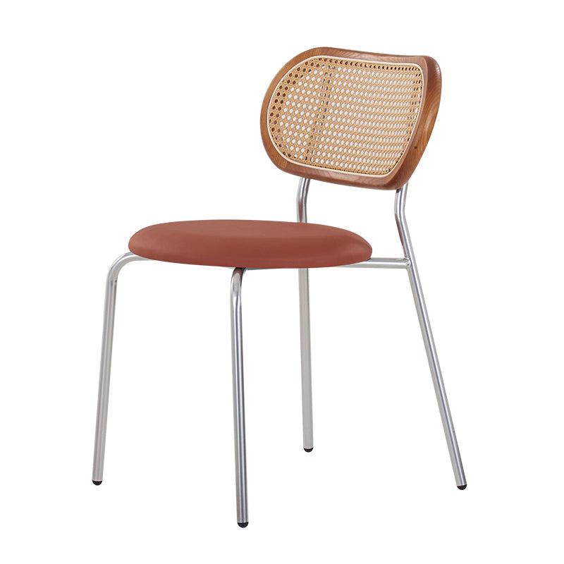 PU Leather Armless Dining Chair Contemporary Cane Back Dining Chair