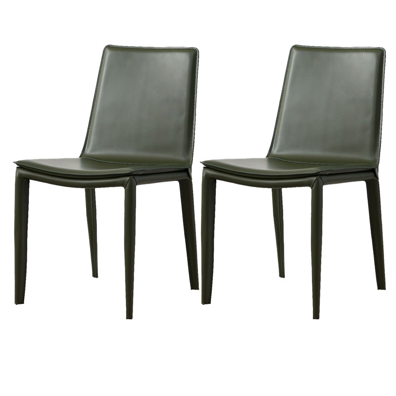 Modern Style Side Chair Faux Leather Solid Back Dining Chair for Home