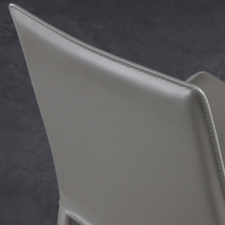 Modern Style Side Chair Faux Leather Solid Back Dining Chair for Home