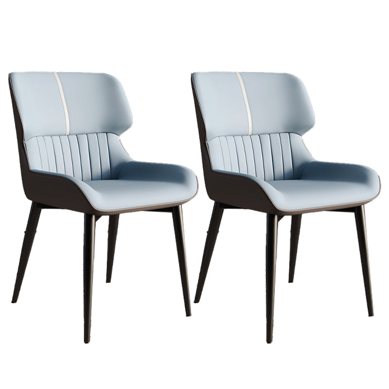 Faux Leather Modern Armless Chair Matte Finish Wingback Dining Chair