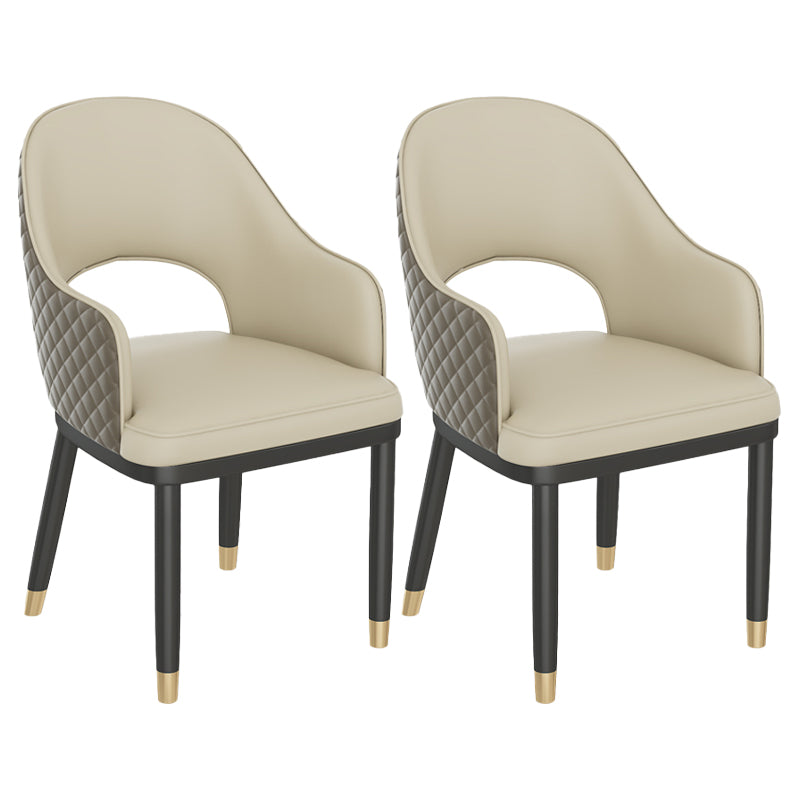 Modern Style Arm Chair Leather Open Back Indoor Dining Chair