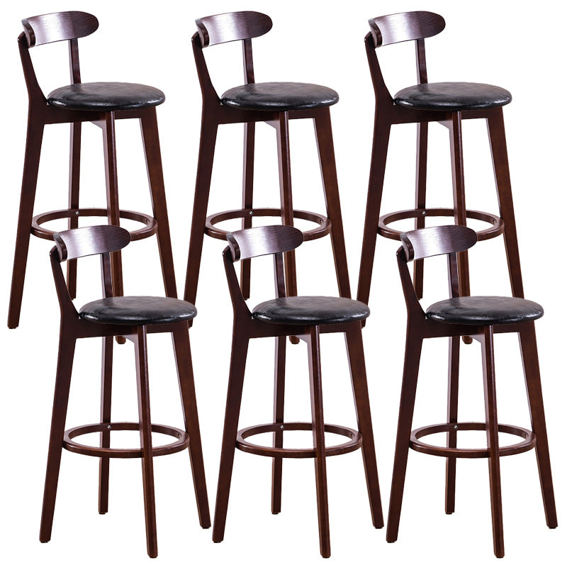 Scandinavian Dessert Shop Beech Stool Matte Finish Upholstered Bar Stools