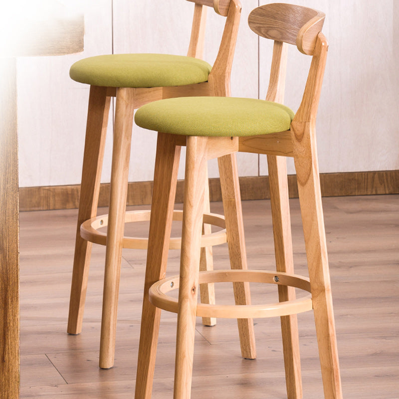 Scandinavian Dessert Shop Beech Stool Matte Finish Upholstered Bar Stools