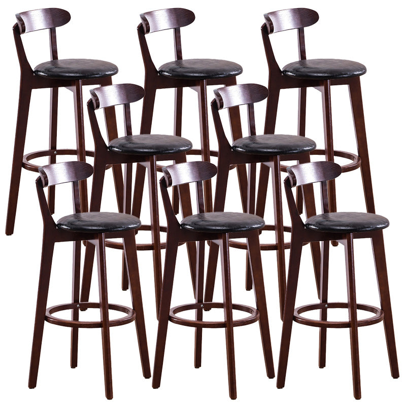Scandinavian Dessert Shop Beech Stool Matte Finish Upholstered Bar Stools