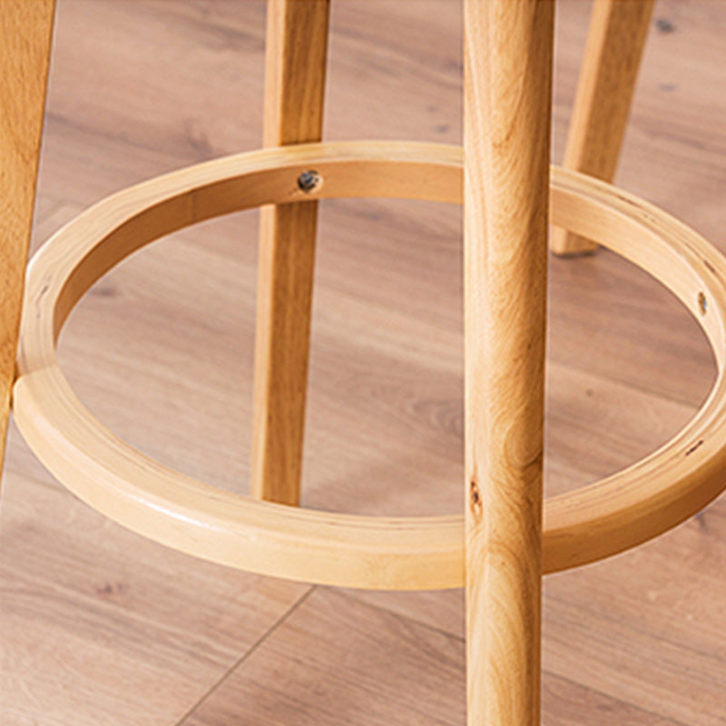 Scandinavian Dessert Shop Beech Stool Matte Finish Upholstered Bar Stools