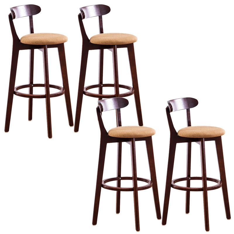 Scandinavian Dessert Shop Beech Stool Matte Finish Upholstered Bar Stools