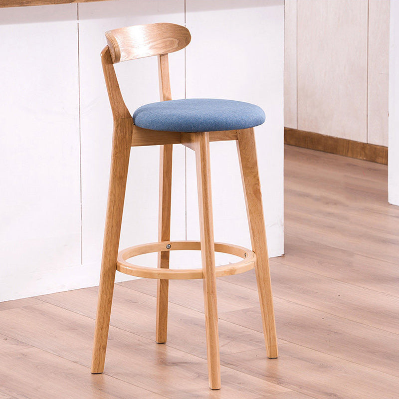 Scandinavian Dessert Shop Beech Stool Matte Finish Upholstered Bar Stools
