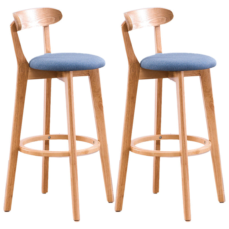 Scandinavian Dessert Shop Beech Stool Matte Finish Upholstered Bar Stools