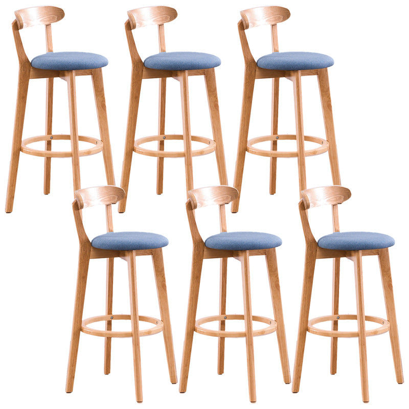 Scandinavian Dessert Shop Beech Stool Matte Finish Upholstered Bar Stools