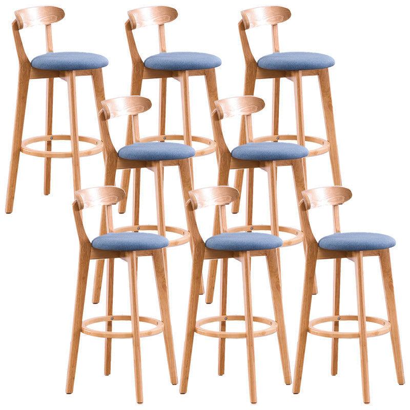 Scandinavian Dessert Shop Beech Stool Matte Finish Upholstered Bar Stools
