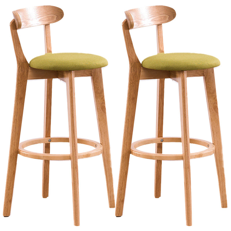 Scandinavian Dessert Shop Beech Stool Matte Finish Upholstered Bar Stools