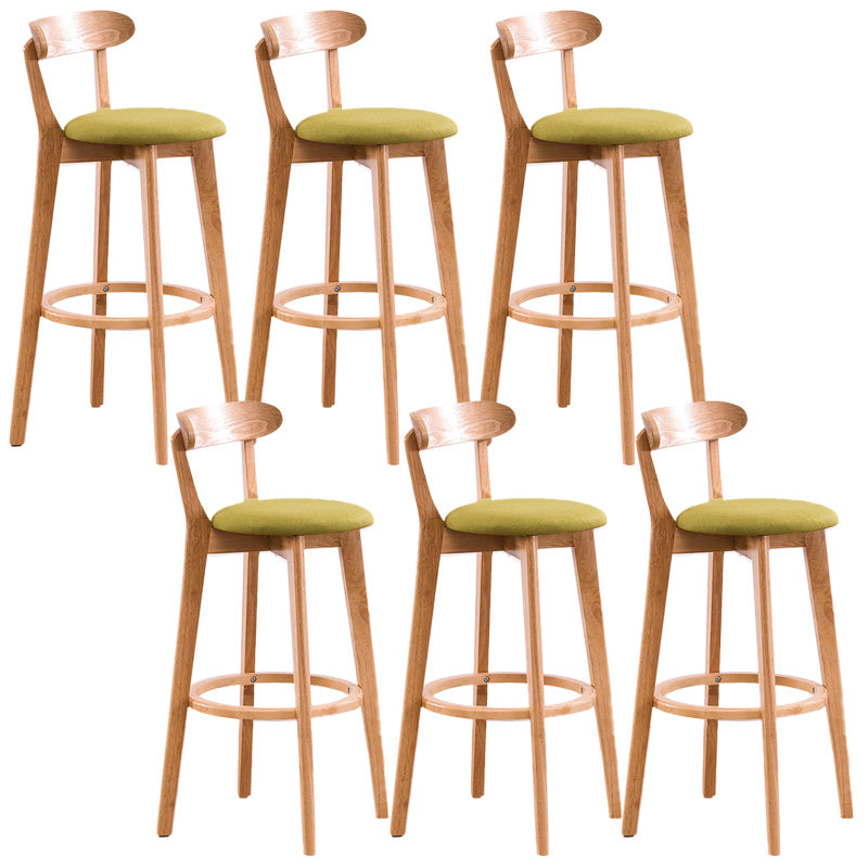 Scandinavian Dessert Shop Beech Stool Matte Finish Upholstered Bar Stools