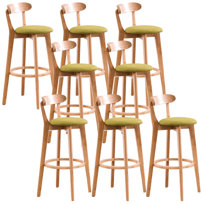 Scandinavian Dessert Shop Beech Stool Matte Finish Upholstered Bar Stools