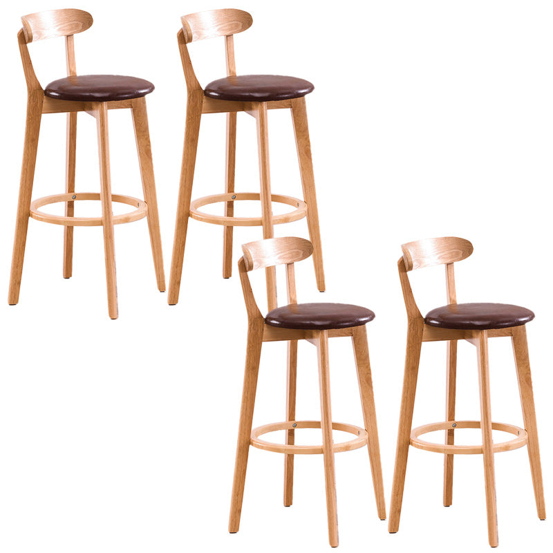 Scandinavian Dessert Shop Beech Stool Matte Finish Upholstered Bar Stools