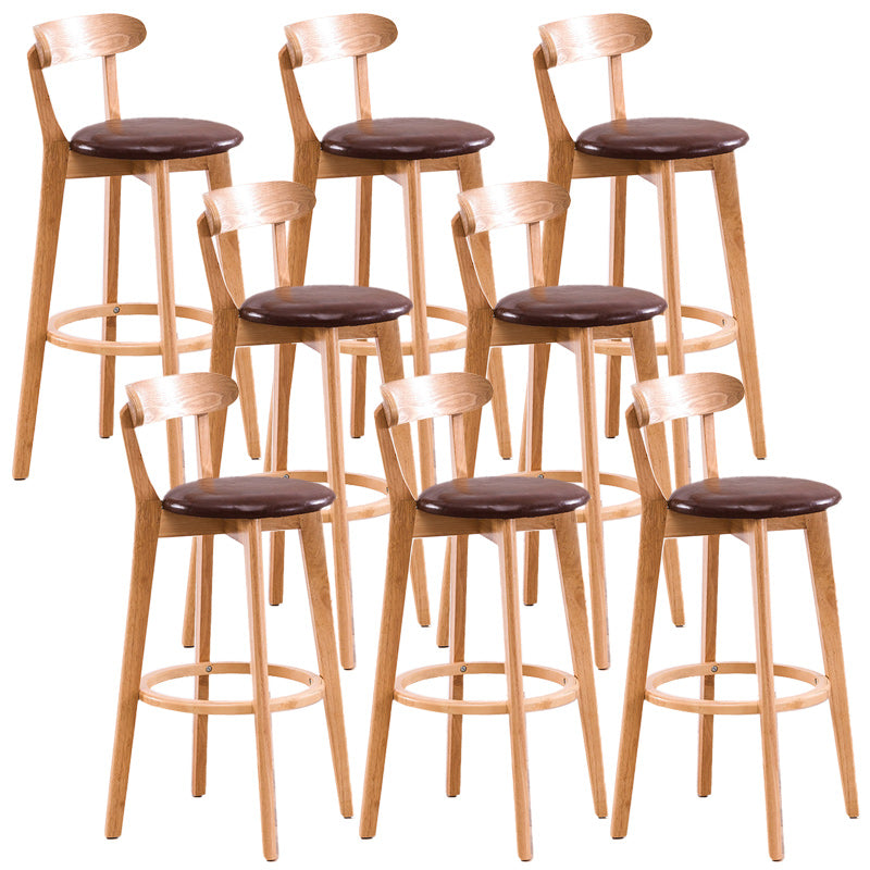 Scandinavian Dessert Shop Beech Stool Matte Finish Upholstered Bar Stools