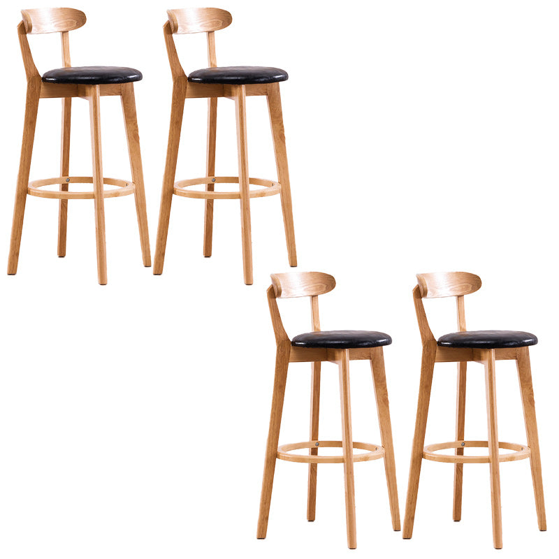 Scandinavian Dessert Shop Beech Stool Matte Finish Upholstered Bar Stools