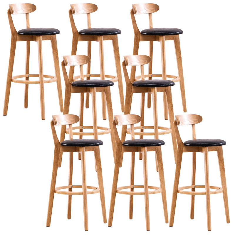 Scandinavian Dessert Shop Beech Stool Matte Finish Upholstered Bar Stools