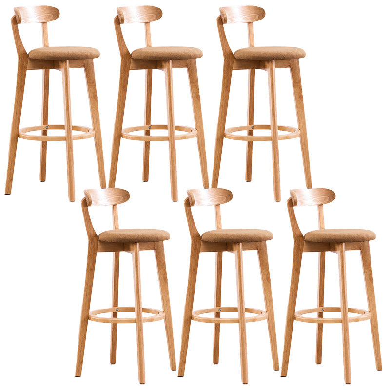 Scandinavian Dessert Shop Beech Stool Matte Finish Upholstered Bar Stools