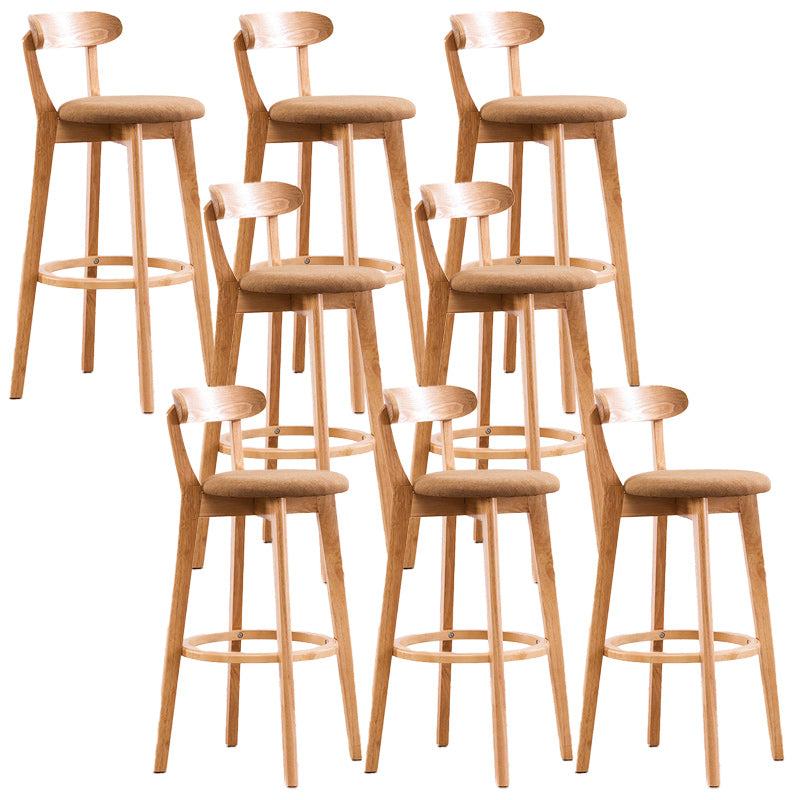 Scandinavian Dessert Shop Beech Stool Matte Finish Upholstered Bar Stools
