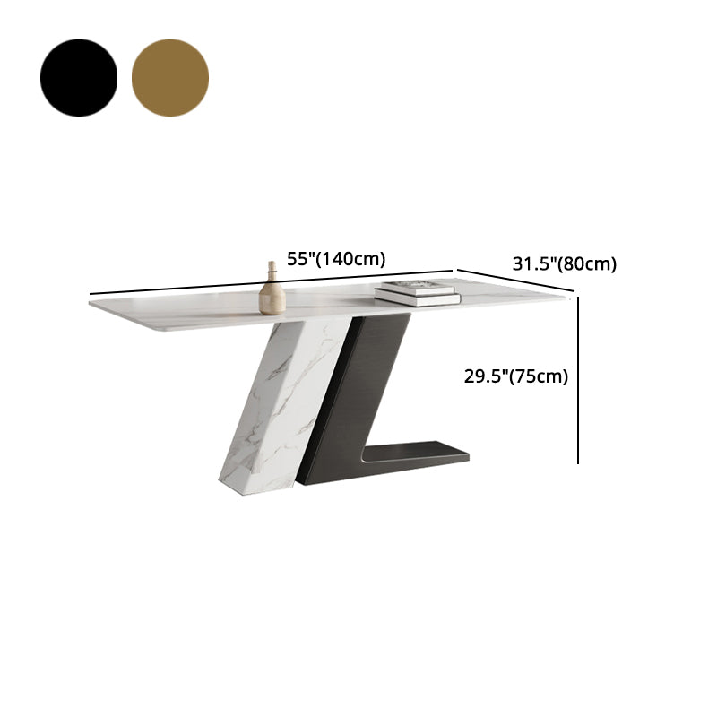 Modern Stainless Steel Dinette Set 1/2/5/7 Pieces Sintered Stone Top Dining Table Set