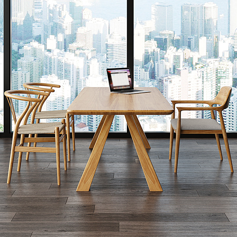 Modern Ash Wood Dinette Set 1/2/4 Pieces Rectangle Beige Dining Table Set