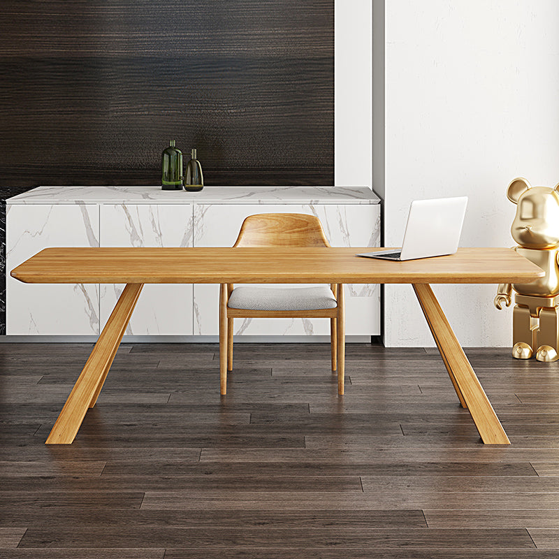 Modern Ash Wood Dinette Set 1/2/4 Pieces Rectangle Beige Dining Table Set