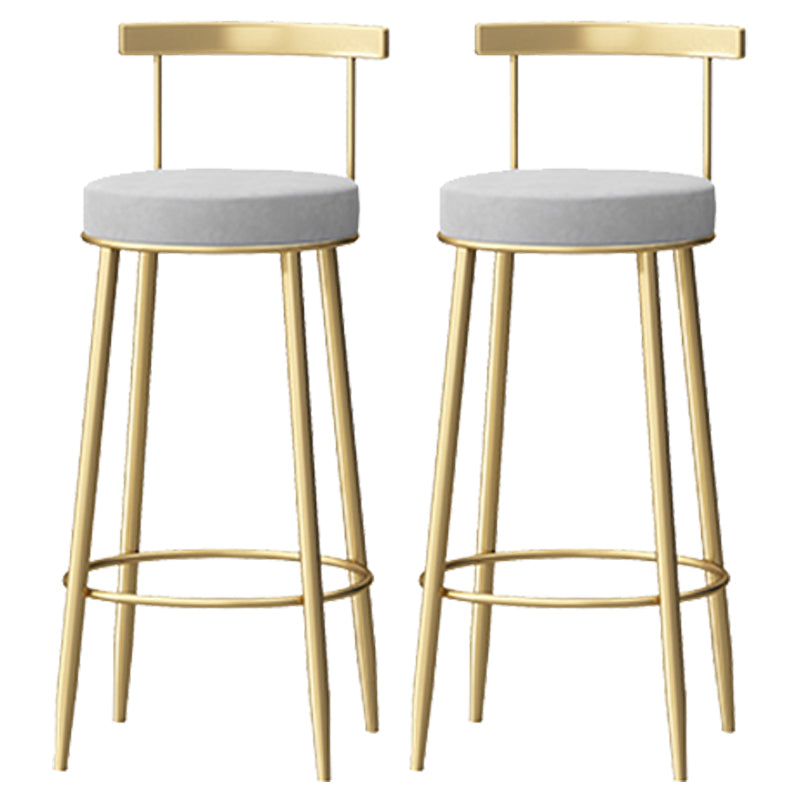 Glam Style Backrest Counter Stool Iron Cafe Bar Stool with Velvet Cushion and Pedal