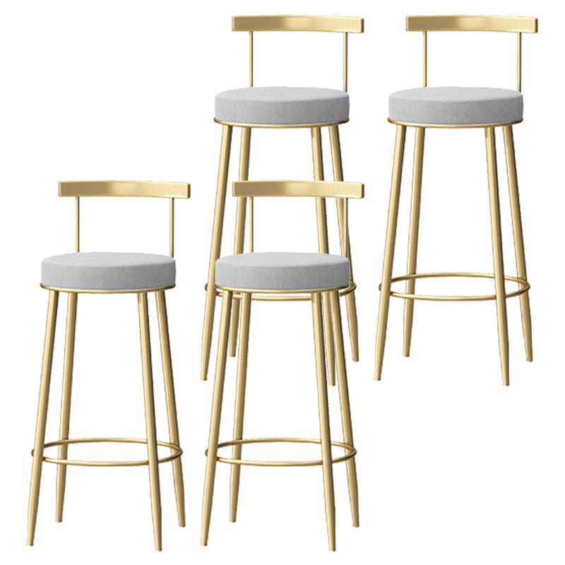 Glam Style Backrest Counter Stool Iron Cafe Bar Stool with Velvet Cushion and Pedal
