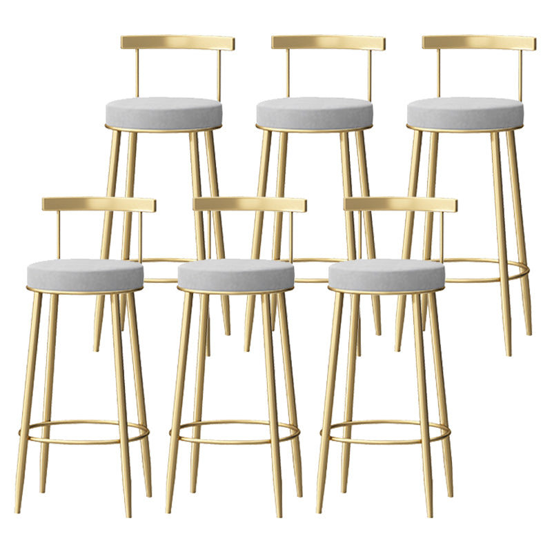 Glam Style Backrest Counter Stool Iron Cafe Bar Stool with Velvet Cushion and Pedal