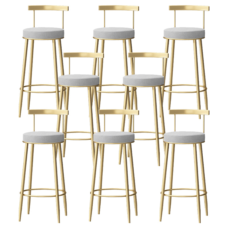 Glam Style Backrest Counter Stool Iron Cafe Bar Stool with Velvet Cushion and Pedal
