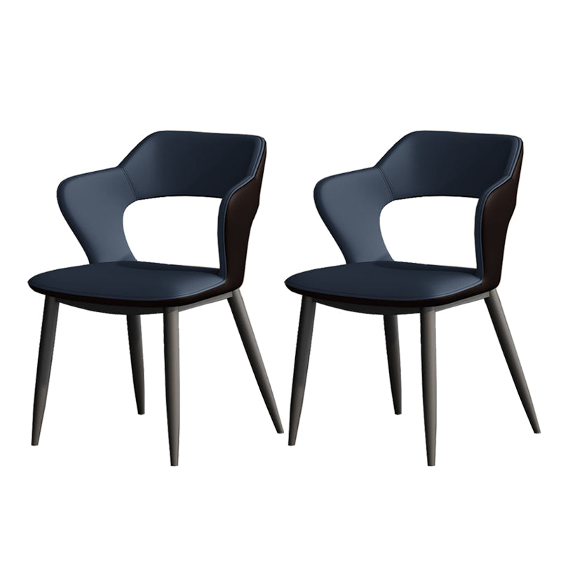Metal Contemporary Dining Chair with Arms Matte Finish Open Back Dining Side Chair