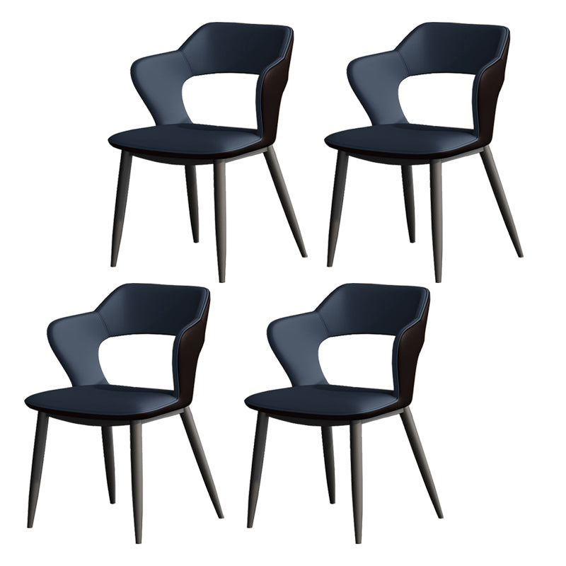 Metal Contemporary Dining Chair with Arms Matte Finish Open Back Dining Side Chair
