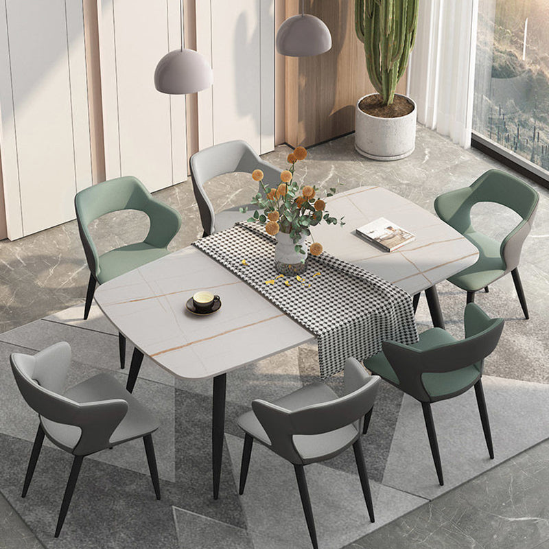 Metal Contemporary Dining Chair with Arms Matte Finish Open Back Dining Side Chair