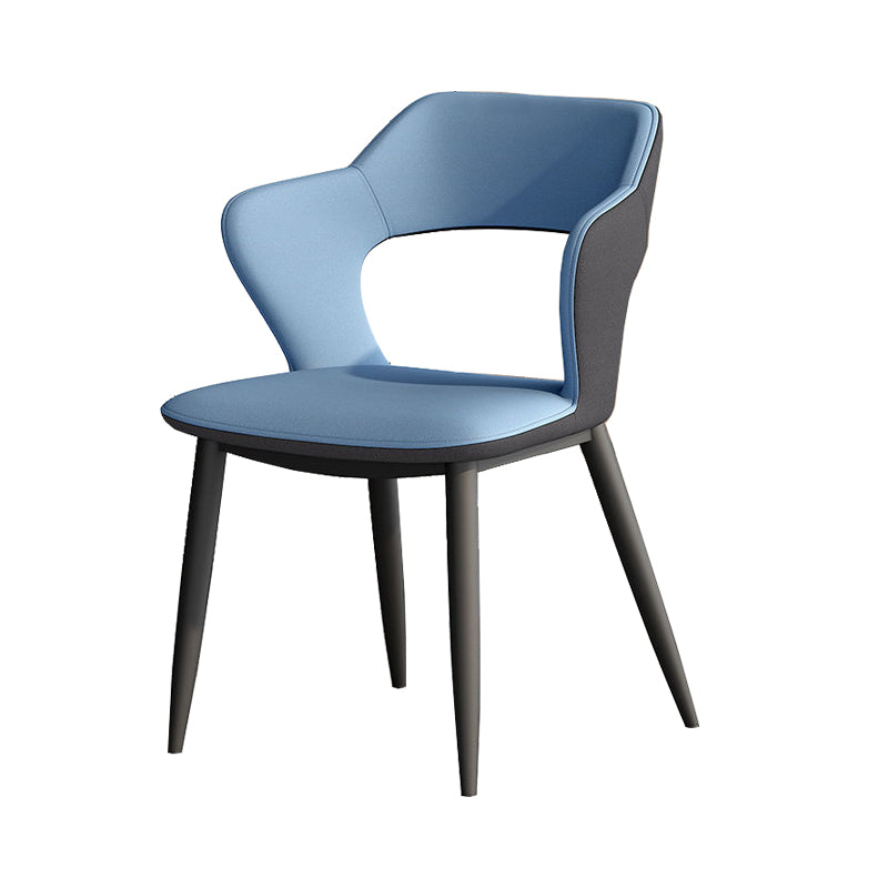 Metal Contemporary Dining Chair with Arms Matte Finish Open Back Dining Side Chair