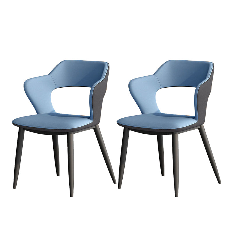 Metal Contemporary Dining Chair with Arms Matte Finish Open Back Dining Side Chair