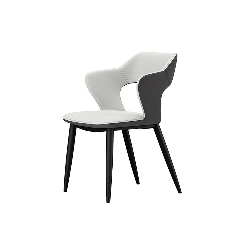 Metal Contemporary Dining Chair with Arms Matte Finish Open Back Dining Side Chair