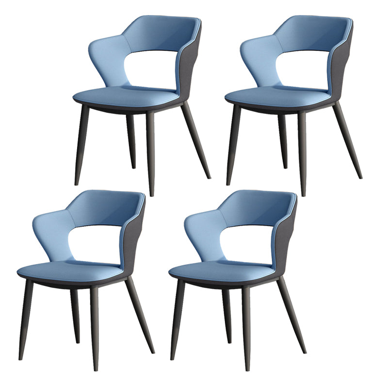 Metal Contemporary Dining Chair with Arms Matte Finish Open Back Dining Side Chair