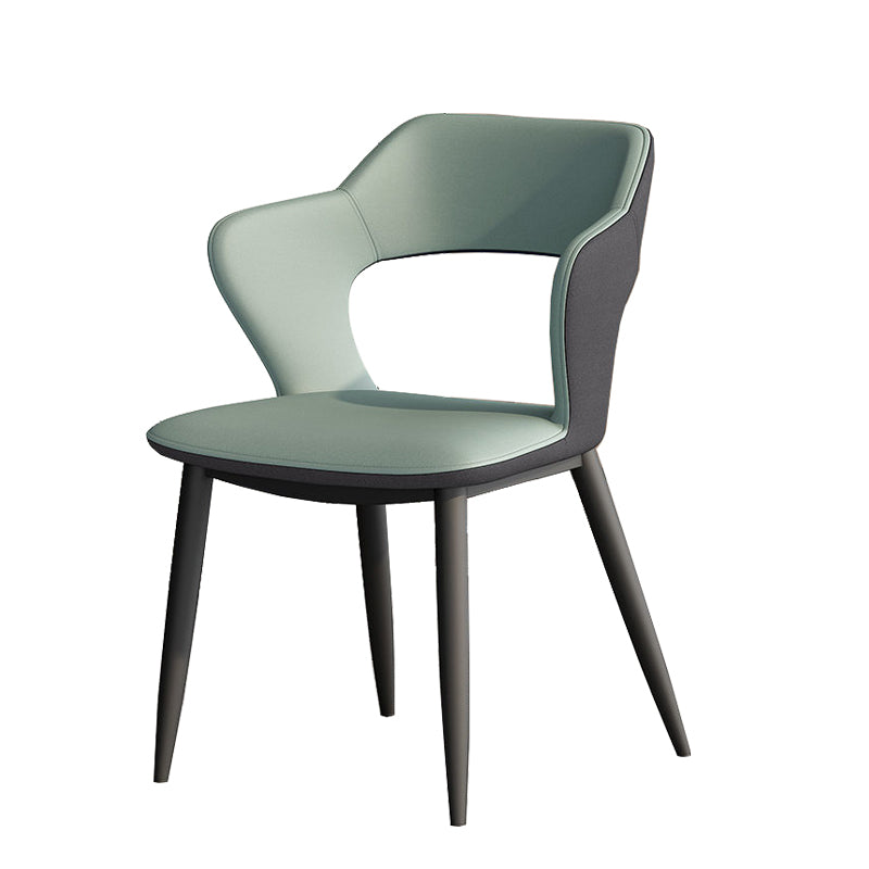 Metal Contemporary Dining Chair with Arms Matte Finish Open Back Dining Side Chair